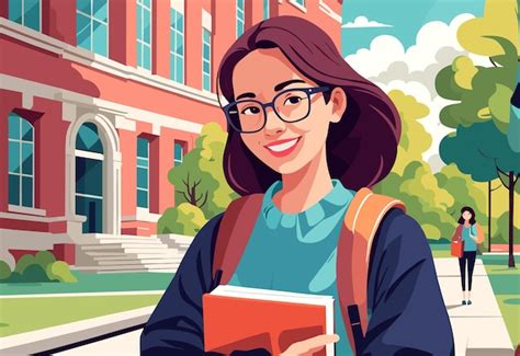 Estudante sorridente no campus da universidade | vetor Premium gerado ...