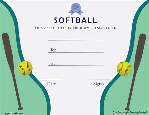 Free Softball Certificate Templates: Customizable Designs For ...