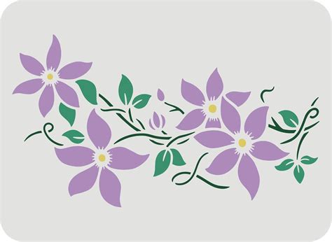Clematis Stencil 11.7x8.3 inch Classic Wall Border Flower Stencils ...