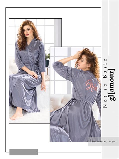 GREY SHADE ELEGANT SATIN ROBE FOR BRIDES-LRSRB001GR – www.soosi.co.in