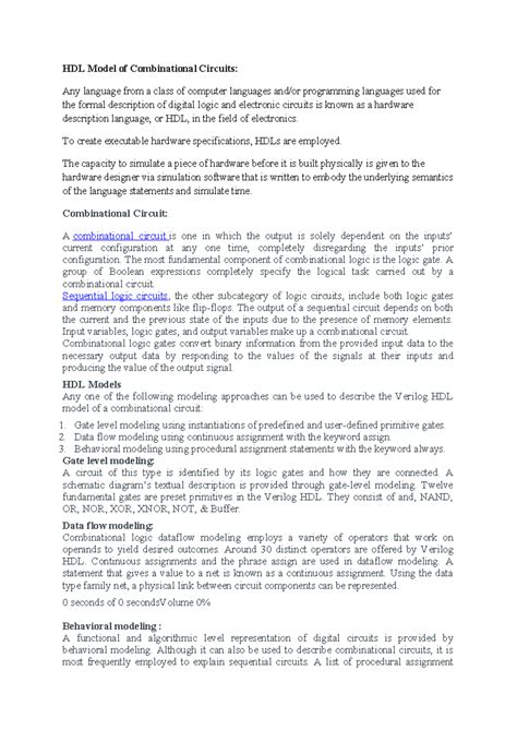 DPCO Content Beyond Syllabus - HDL Model of Combinational Circuits: Any ...