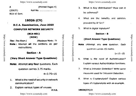 Bca 6 sem computer network security 18026 cv jun 2020 - computer ...