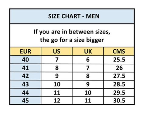 Size Chart Men – Fizzy Goblet