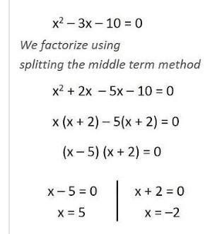 solve the quadratic equation x^2 +3x =10 by factorization method ...