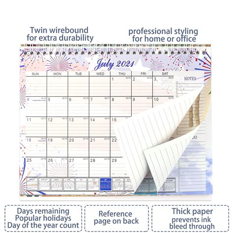 Desk Calendar 2021-2022 - Standing Flip Calendar Desktop Calendar with ...