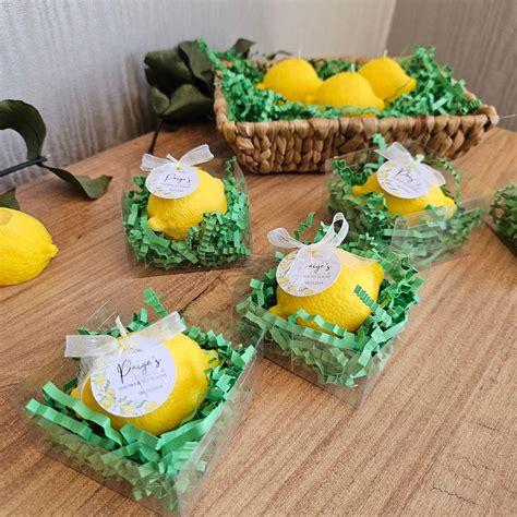 Bulk Lemon Candles With Custom Labels | Lemon Baby Shower Favors ...