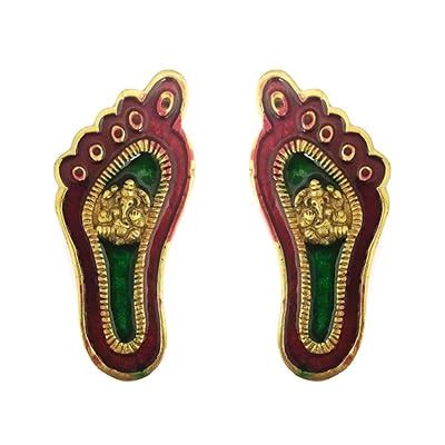 Buy Divya Mantra Hindu Goddess Sri Laxmi Charan Paduka Feet Metallic ...