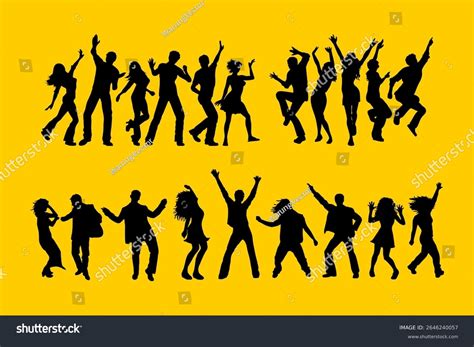 Silhouettes People Dancing Happily Together Stock Vector (Royalty Free) 2646240057 | Shutterstock