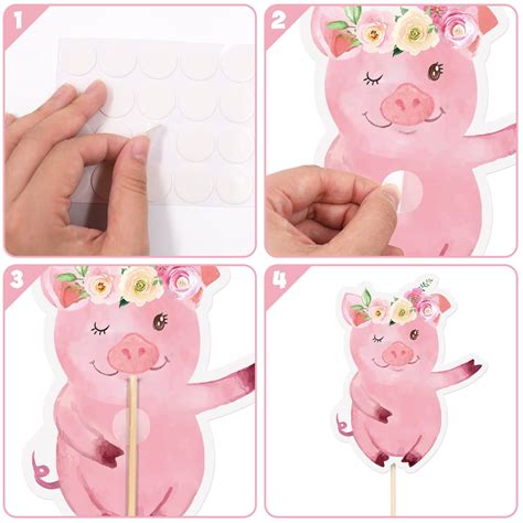 Buy 24 Pieces Farm Animals Girl Farm Centerpieces Pink Farm Themed ...