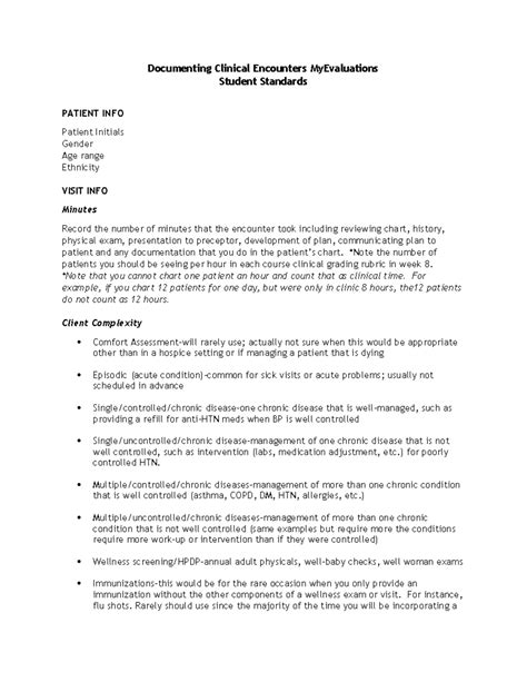 My Evaluations-Documenting Your Clinical Experiences - Documenting Clinical Encounters ...