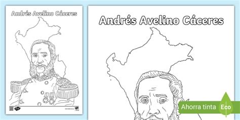 Imagen de Andrés Avelino Cáceres para colorear | Twinkl Perú
