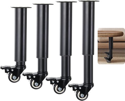 Amazon.com: Uranshin Metal Furniture Legs with Casters,Adjustable Couch ...