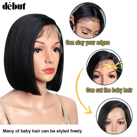 Buy Début Asymmetrical Bob Wigs Ear to Ear Lace with Baby Hair Short ...