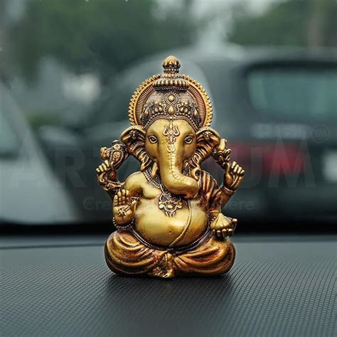 Buy Artarium Car Dashboard Resin Vighnaharta Ganesha Idol Home Decor ...
