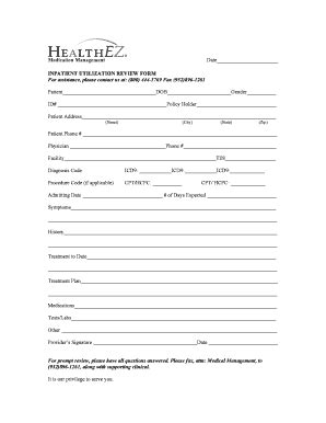 Utilization Review Template - Fill Online, Printable, Fillable, Blank ...