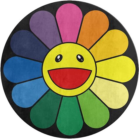 Amazon.com: Takashi Murakami Sunflower Round Floor Mat Modern Home ...