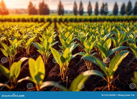 Modern Industrialized Agriculture Using Technology, Agritech Farming of Crops Stock Illustration ...