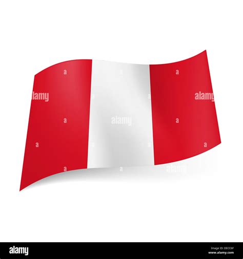 National flag of Peru presented as three vertical stripes: white ...