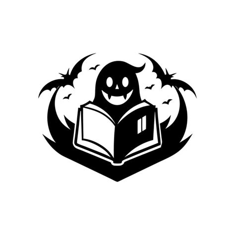 Halloween livro fantasma vetor logo silhueta design preto e branco ...
