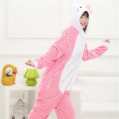 Kigurumi Hello Kitty Pajamas Party Cosplay Costume Flannel Onesies Game ...
