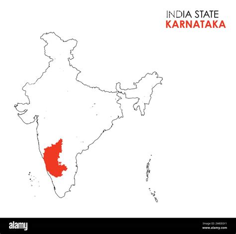Karnataka map of Indian state. Karnataka map vector illustration. Karnataka map on white ...