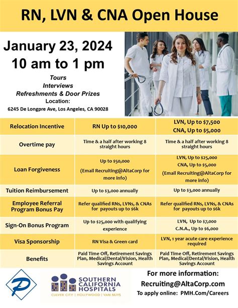 Southern California Hospitals, Hollywood is hosting an Open House hiring event for RNs, LVNs ...