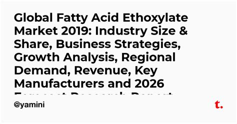 Global Fatty Acid Ethoxylate Market 2019: Industry Size & Share ...