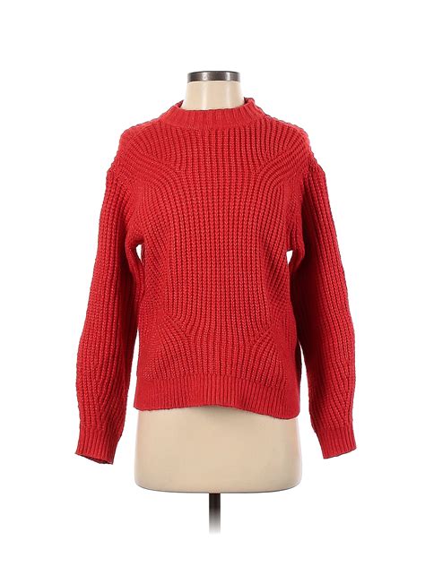 Nine West 100% Polyester Color Block Solid Red Pullover Sweater Size S ...