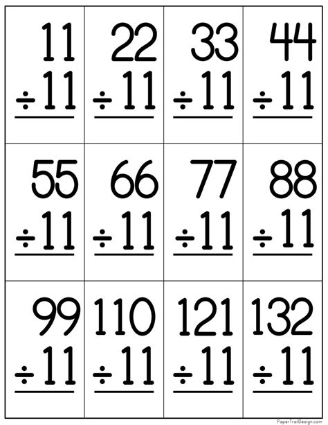 Division Flash Cards Printable - Paper Trail Design