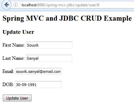 Spring MVC JDBC Project 的图像结果