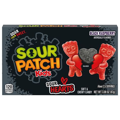 SOUR PATCH KIDS Black Raspberry Sour Hearts Soft & Chewy Valentines Day ...