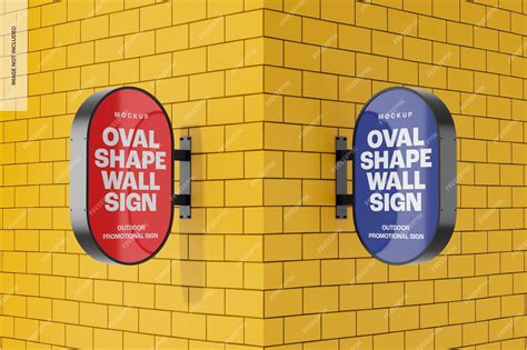 Premium PSD | Oval shape wall signs mockup