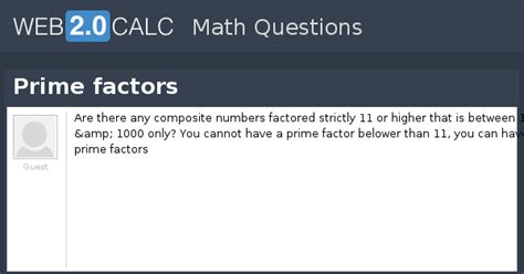 View question - Prime factors
