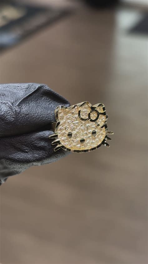 10k Large Nugget Hello Kitty Ring – EzJewelry