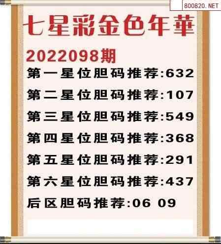 七星彩2022098期金色年华胆码推荐图迷_天齐网