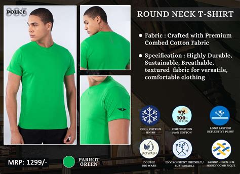 Round Neck T-Shirt, 100% Cotton, Fabric- Premium Honey Comb Pique - All ...