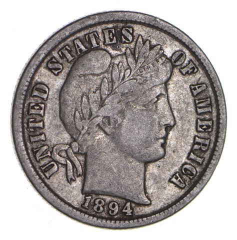 Rare - 1894 Barber Silver Dime - 90% Silver - US Coin - Mnted in ...