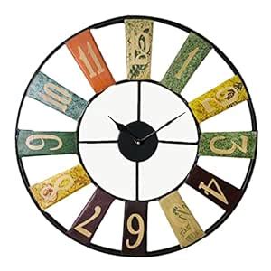 Buy Ancient Clock Makers Elegant Round Metal Case English Numbers Wall ...