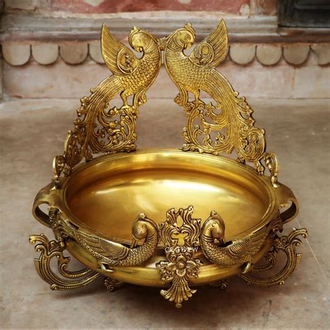 Brass Decoration Beautiful Peacock Urli 15" - Craftview – Craftsview