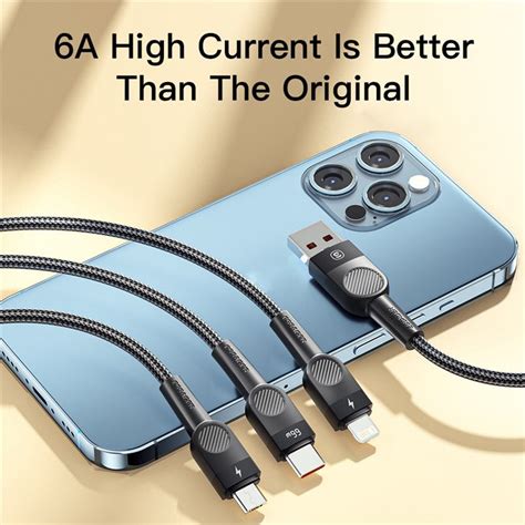ESSAGER 1.2m 3 in 1 Micro / Type-C / Lightning Data Cable 66W Fast Cha ...