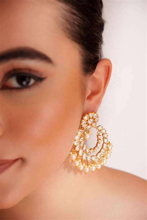 Chaaya Gold Finish Kundan Chandbalis – Zevar by Geeta