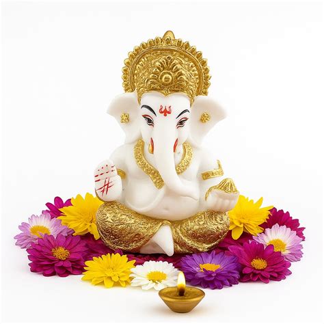 Buy Divinity Ganesha Golden Idol for Car Dashboard, Home & Office Décor ...