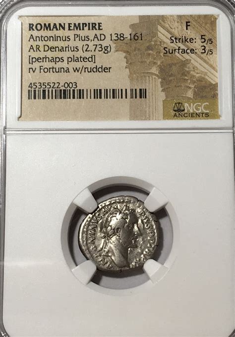 アントニヌス・ピウス NGC鑑定 F デナリウス銀貨 ローマコイン | Roma Coin Expo