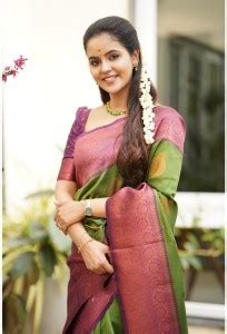 Green Saree Contrast Blouse - Buy Green Saree Contrast Blouse online at ...