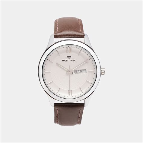 Mont Neo Men Silver Leather Watch 8009D-L1103 – Just In Time