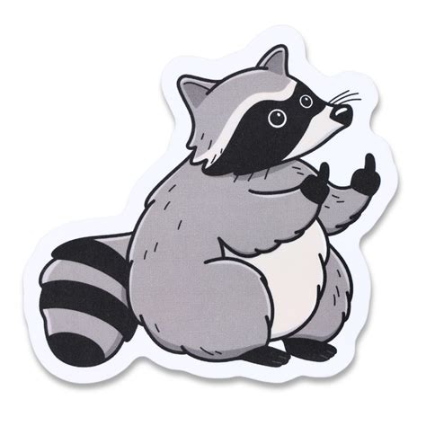 Fat Chubby Raccoon Middle Finger Funny Vinyl Sticker – Sleazy Greetings