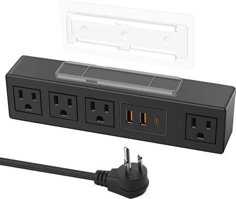 Amazon.com: HHSOET Under Desk Power Strip with 3M Adhesive, Removable Under Desktop Mount Plug ...