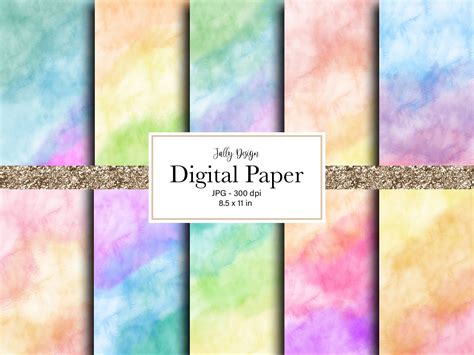 Watercolor Digital Paper 8.5 X 11 Inches Graphic by jallydesign ...