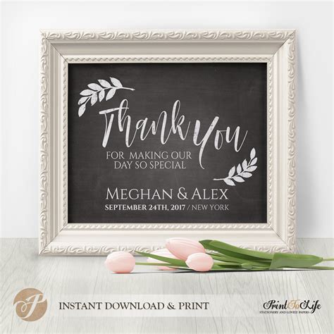 Wedding Thank You Sign, Printable Thank You Sign, Chalkboard Template ...