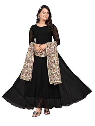 Women Georgette Latest Ethnic Traditional Solid | Gown with Dupatta ...